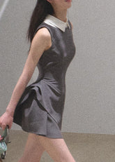 Detachable Collar Wool Dress